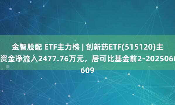 金智股配 ETF主力榜 | 创新药ETF(515120)主力资金净流入2477.76万元，居可比基金前2-20250609